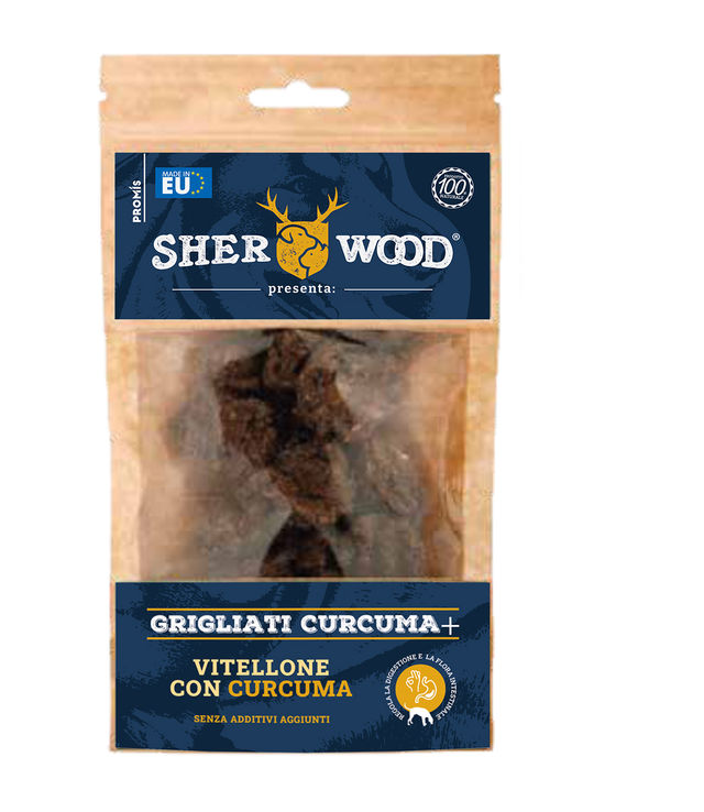Snack per cani VITELLONE CURCUMA+ 80Gr - Sherwood