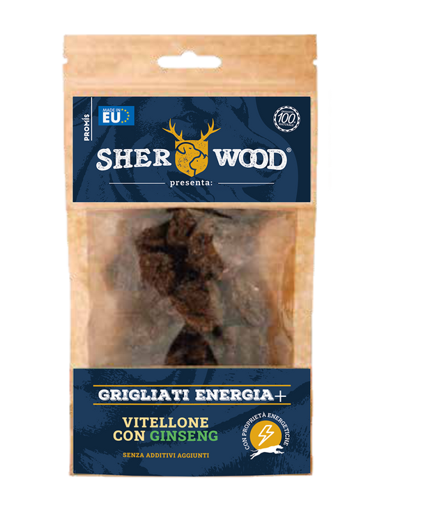 Snack per cani VITELLONE ENERGIA+ al Ginseng 80Gr - Sherwood