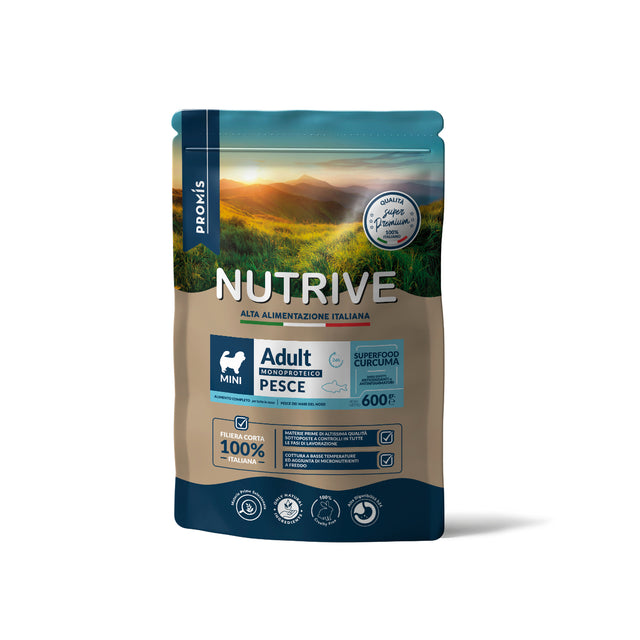 CANE DRY ADULT MINI MONOPROTEICO PESCE 600gr - Nutrive
