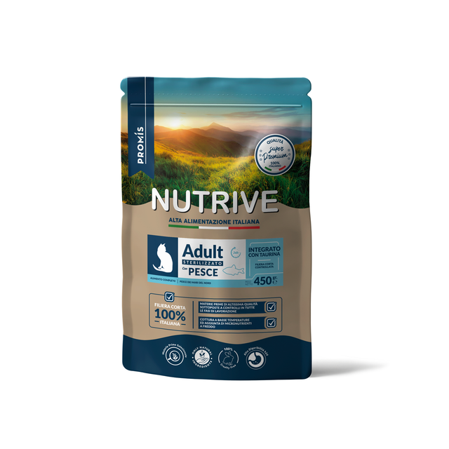 GATTO DRY STERILIZZATO PESCE 450GR - Nutrive