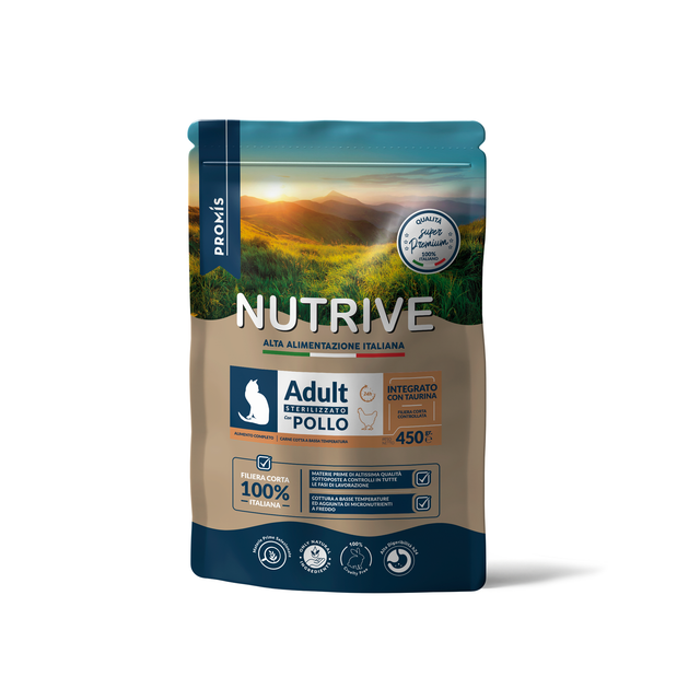 GATTO DRY STERILIZZATO POLLO 450GR - Nutrive